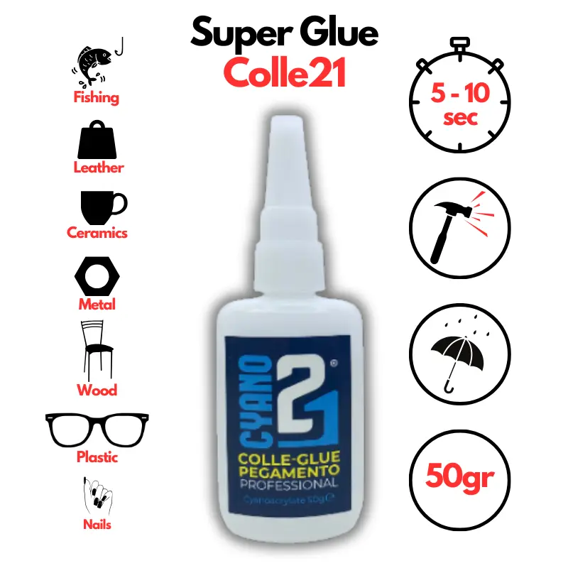 🚀 Super Glue Cyano Colle21 50g | Colle cyanoacrylate extra-forte multi-supports Parfaite pour les travaux de modélisme de précision, le bricolage artistique et les réparations techniques à haute exigence. 🛠️