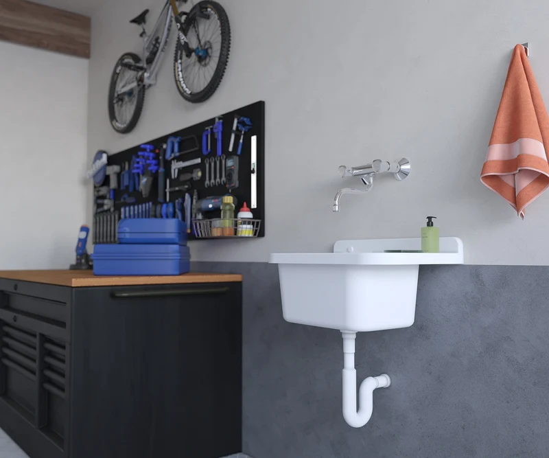 Pilozzo Bianco 60x34x21 cm - Lavabo Compatto e Resistente , Perfetto per Giardini e Spazi Esterni