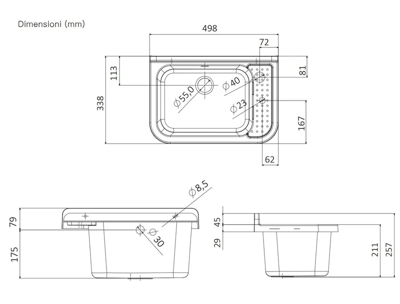 Pilozzo Bianco 50x34x21 cm - Lavabo Compatto e Resistente , Perfetto per Giardini e Spazi Esterni