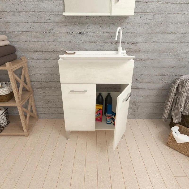 Lavatoio 2 ante da cm 60x50 colore rovere bianco