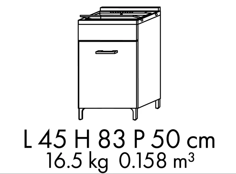 Lavatoio anta unica da cm 45x50 colore rovere fumo