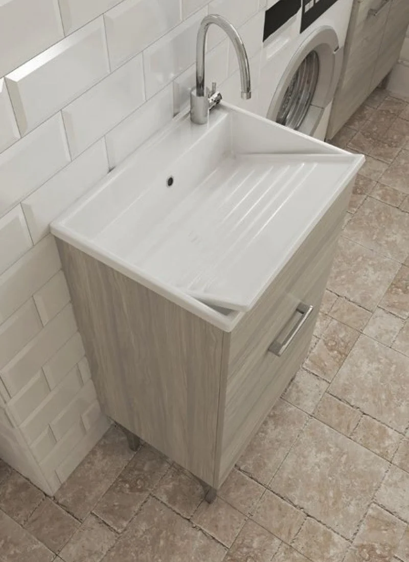 Lavatoio anta unica da cm 45x50 colore rovere bianco
