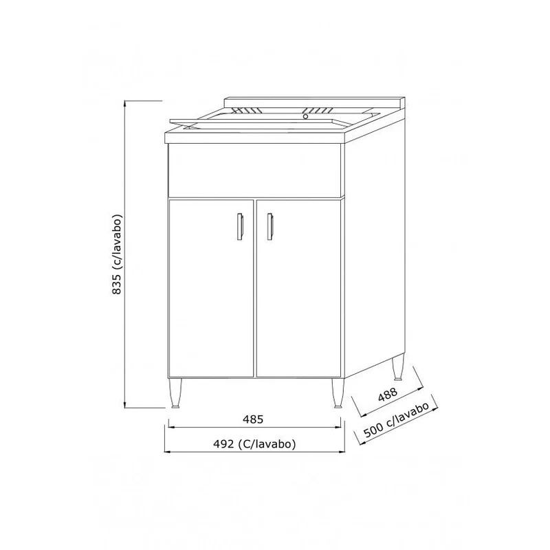 Lavatoio 2 ante da cm 50x50 colore Bianco