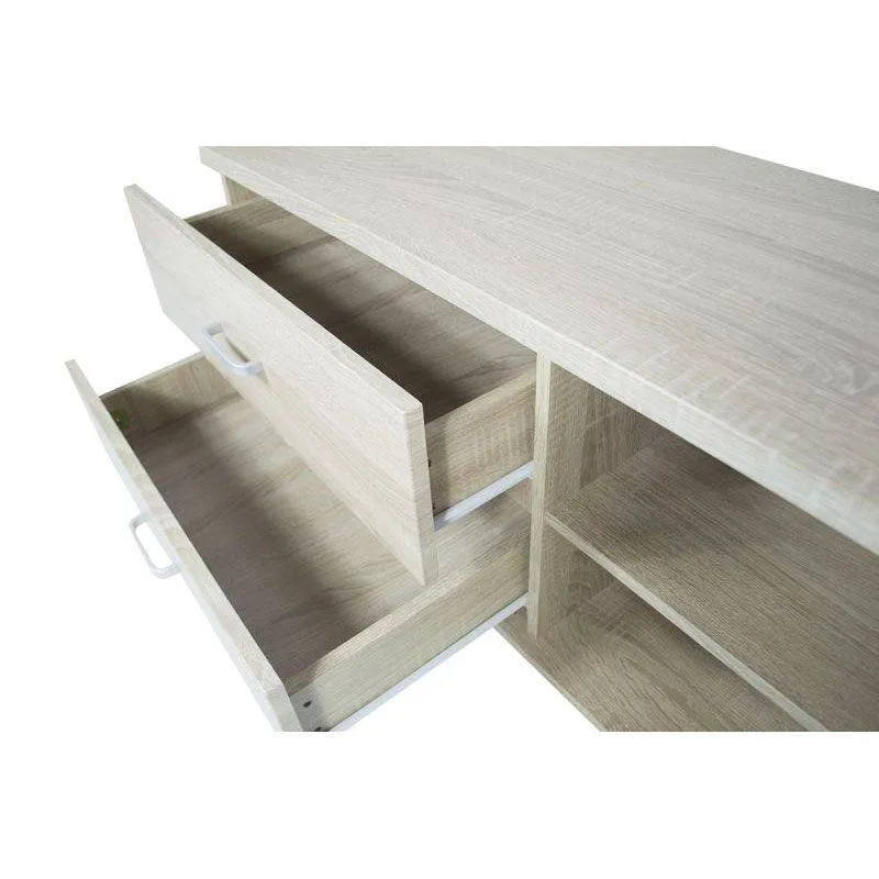 Mobile porta Tv con cassetti e ripiani in rovere sbiancato 120x40x43,5cm