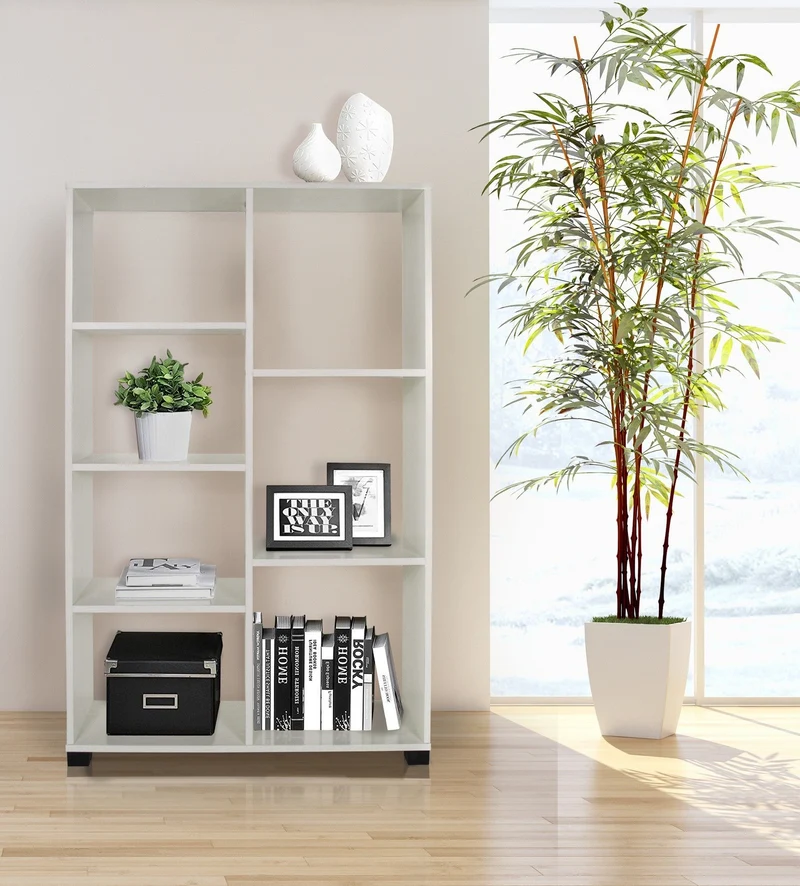 Libreria giorno 7 ripiani 80x24x126,5cm in legno sbiancato