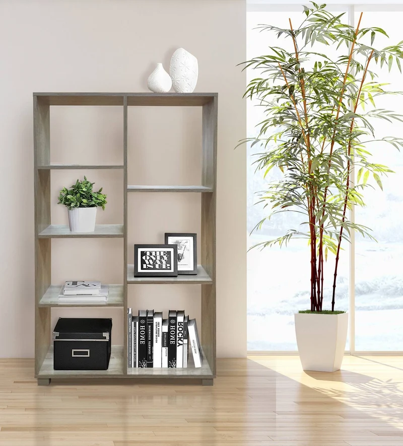 Libreria giorno 7 ripiani 80x24x126,5cm in legno rovere