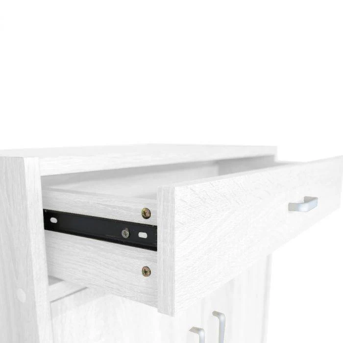 Scarpiera multiuso con 2 ante e 1 cassetto, legno sbiancato 63X33X95cm