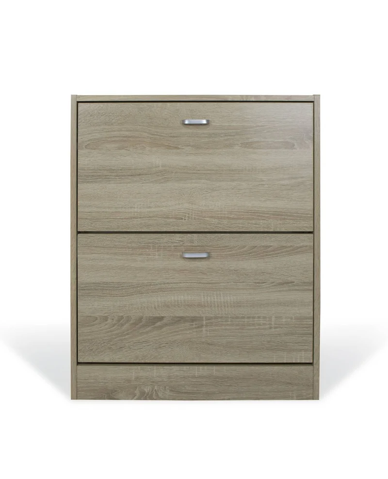 Scarpiera doppia profondità in legno 2 ante Rovere 63X24X80cm