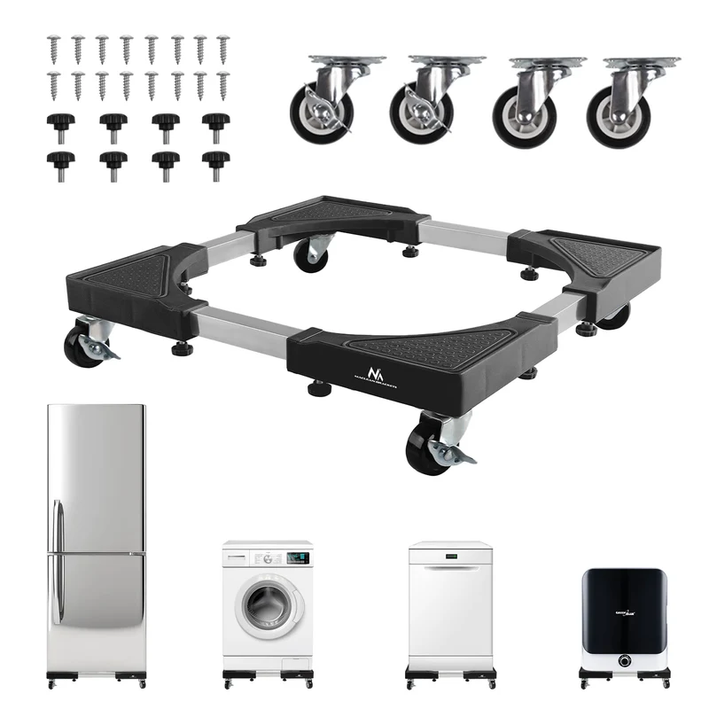 Maclean mobile washing machine stand, caster lock, 700-900mm wide, universal, up to 200kg, MC-119 B