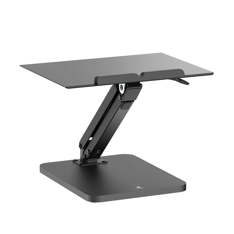 Maclean desk stand for monitor or laptop, gas spring, for standing and sitting work, black, MC-493