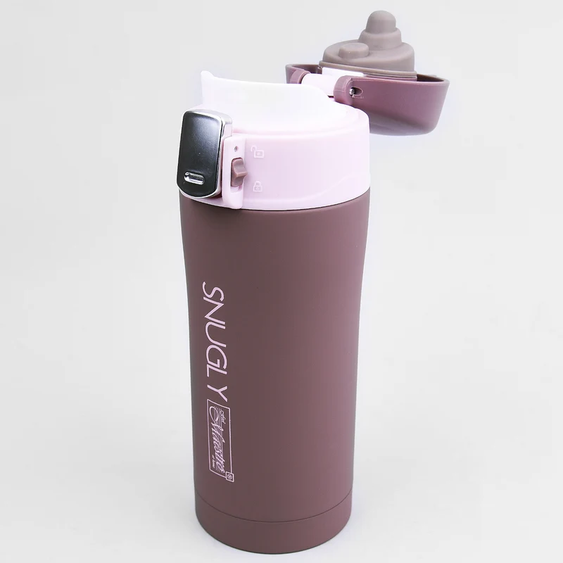Snugly thermo mug coffee mug thermos flask insulated stainless steel for hot or cold drinks (300ml, brown)