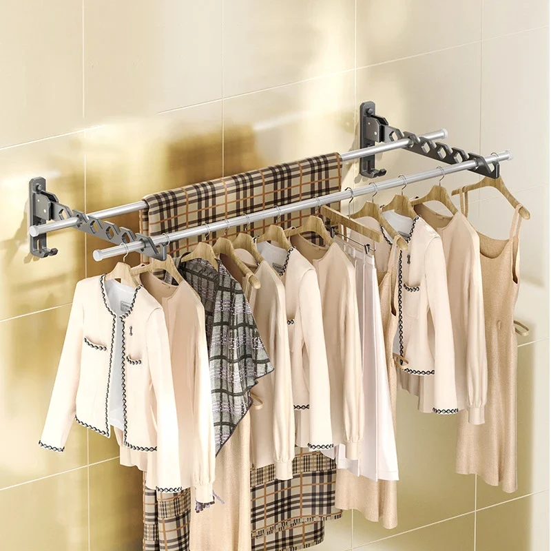 Portant mural pliable 180° en alliage d’aluminium – gain de place pour séchage & rangement