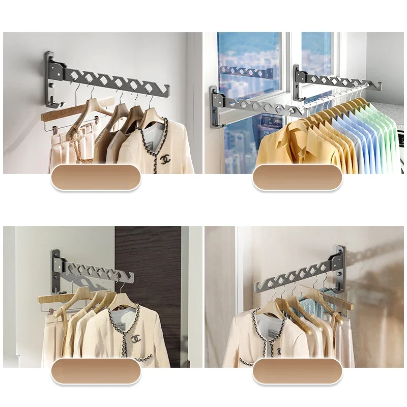 Portant mural pliable 180° en alliage d’aluminium – gain de place pour séchage & rangement
