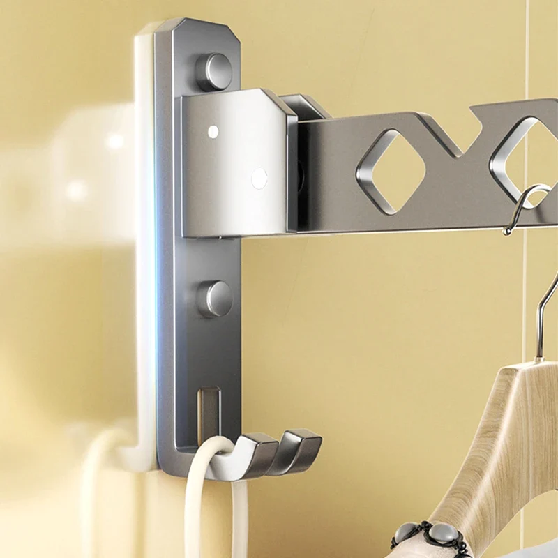 Portant mural pliable 180° en alliage d’aluminium – gain de place pour séchage & rangement