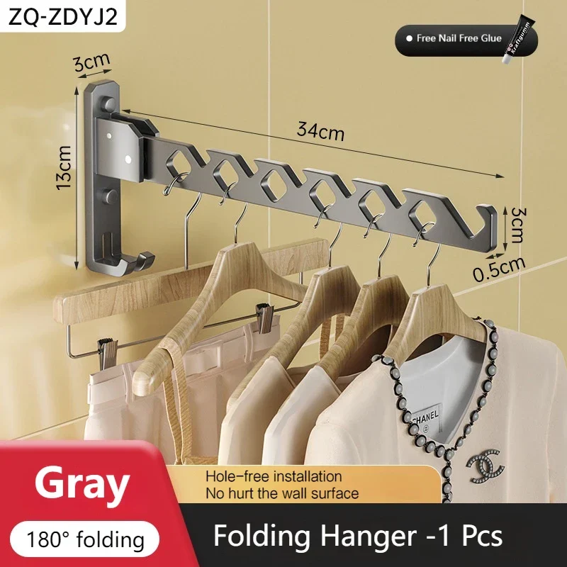 Portant mural pliable 180° en alliage d’aluminium – gain de place pour séchage & rangement