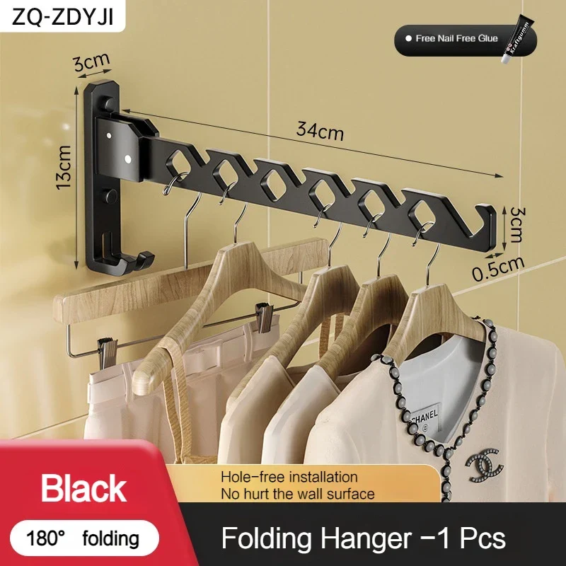 Portant mural pliable 180° en alliage d’aluminium – gain de place pour séchage & rangement