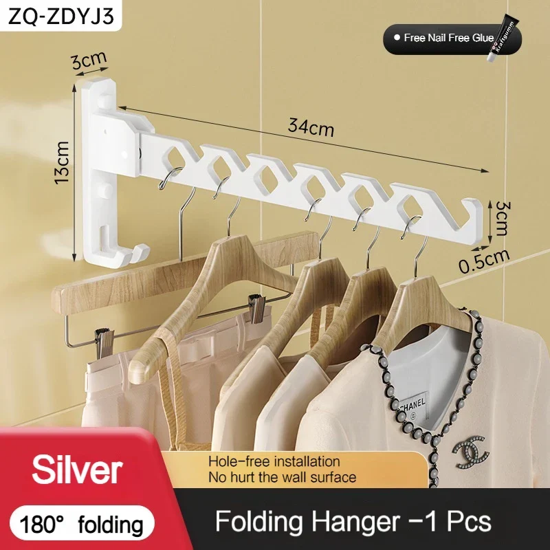 Portant mural pliable 180° en alliage d’aluminium – gain de place pour séchage & rangement