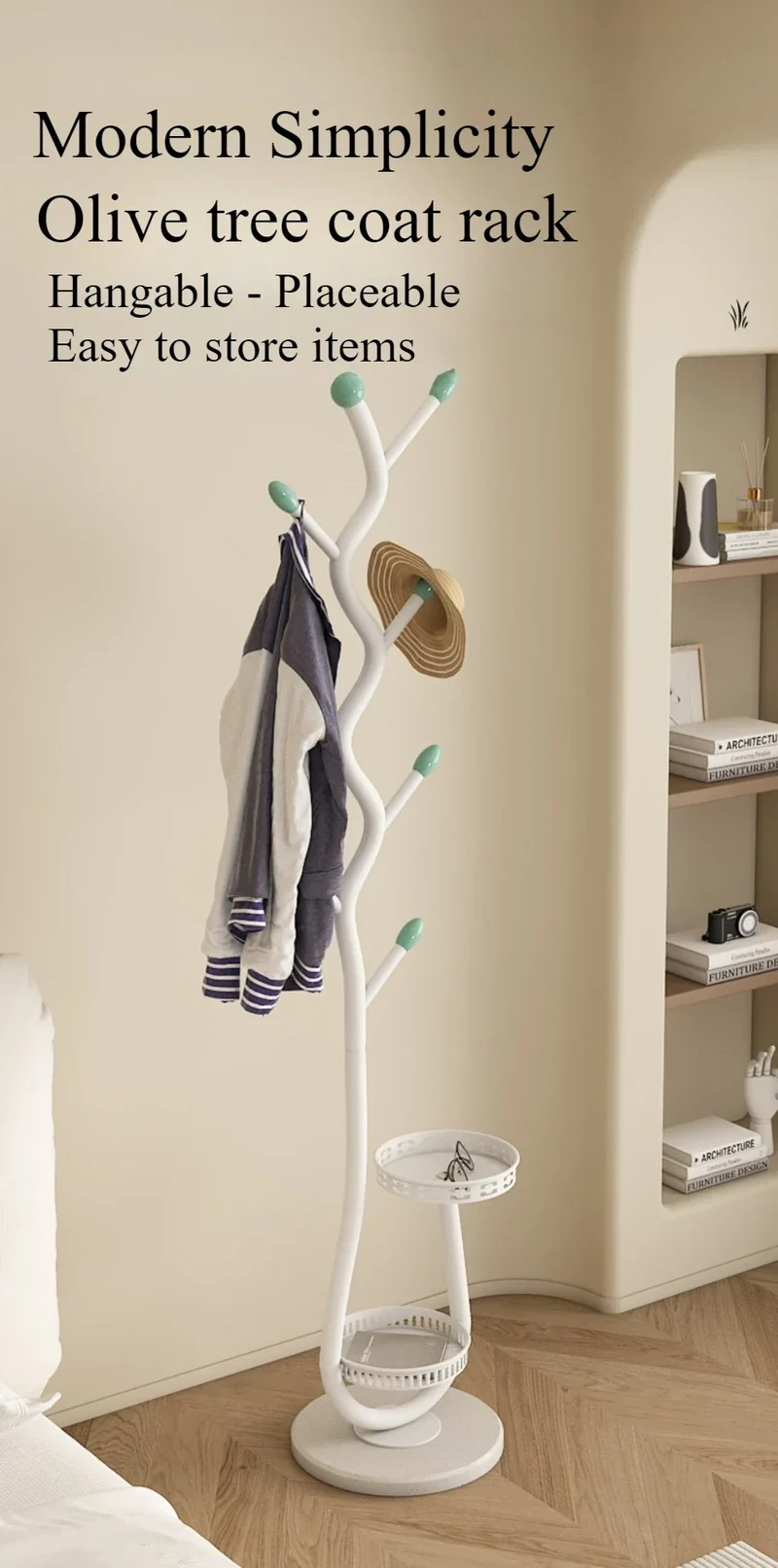 Portemanteau Sur Pied en Forme de Branche – Style Français – Porte-Sacs et Chapeaux – Séchoir à Pôle Unique pour Salon ou Chambre