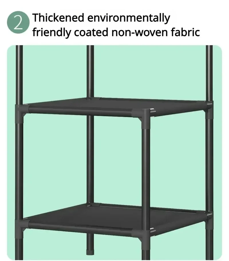 Portant d’Angle Multi-Couches avec Table de Nuit – Porte-Manteaux et Étagères pour Chambre