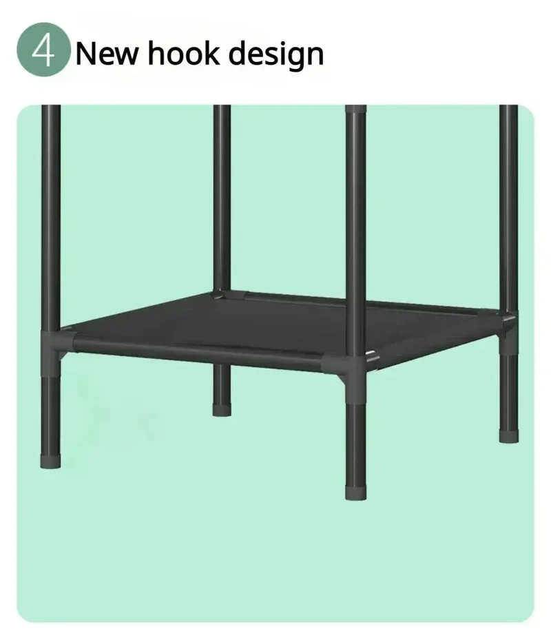 Portant d’Angle Multi-Couches avec Table de Nuit – Porte-Manteaux et Étagères pour Chambre