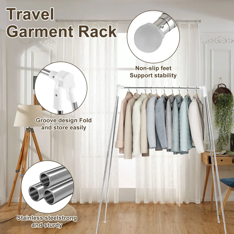 Portant à Vêtements Pliable sur Pied – Séchoir Ajustable pour Maison, Camping, Voyage et Extérieur
