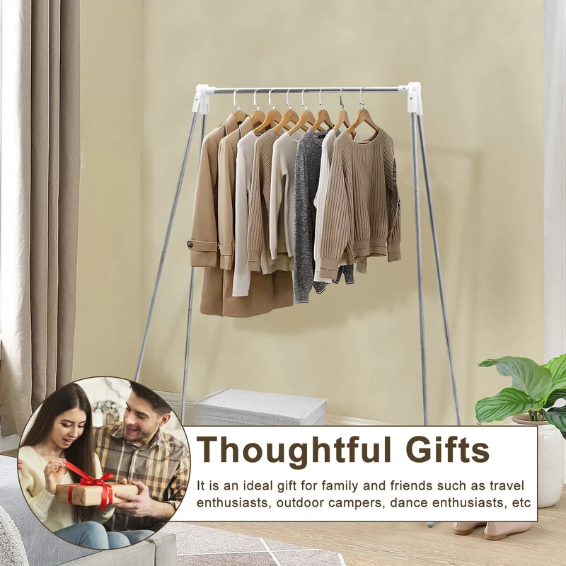 Portant à Vêtements Pliable sur Pied – Séchoir Ajustable pour Maison, Camping, Voyage et Extérieur