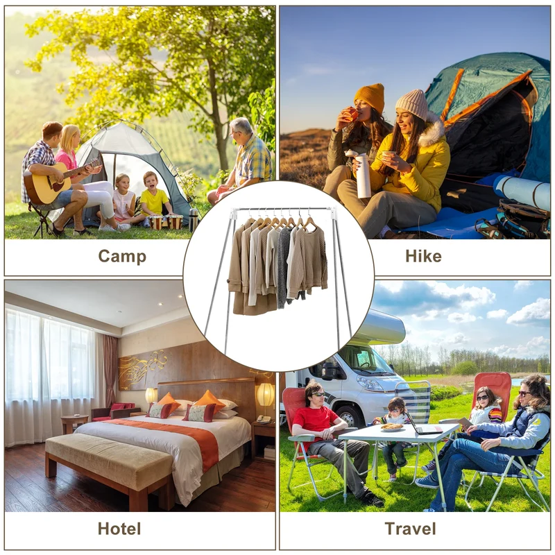 Portant à Vêtements Pliable sur Pied – Séchoir Ajustable pour Maison, Camping, Voyage et Extérieur