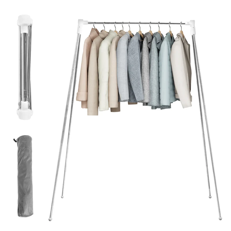Portant à Vêtements Pliable sur Pied – Séchoir Ajustable pour Maison, Camping, Voyage et Extérieur