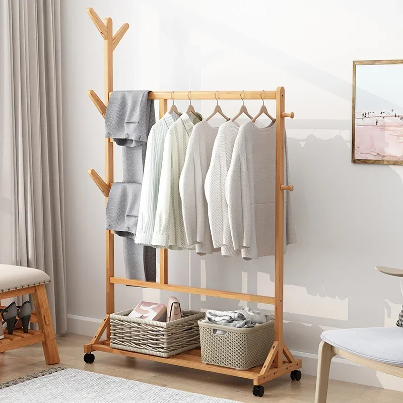 Portant à vêtements en bois pour séchage, vestes, boutiques, jardin, meuble gain de place pour salon