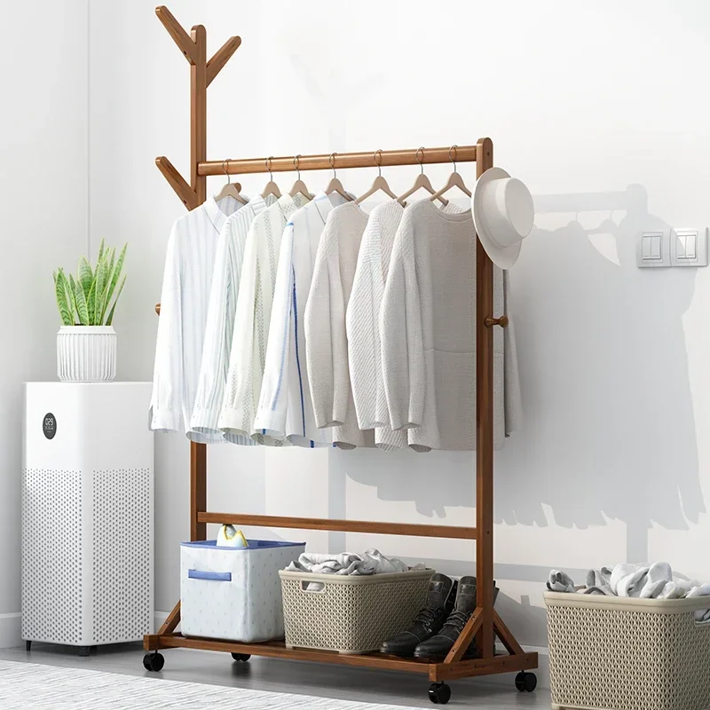 Portant à vêtements en bois pour séchage, vestes, boutiques, jardin, meuble gain de place pour salon