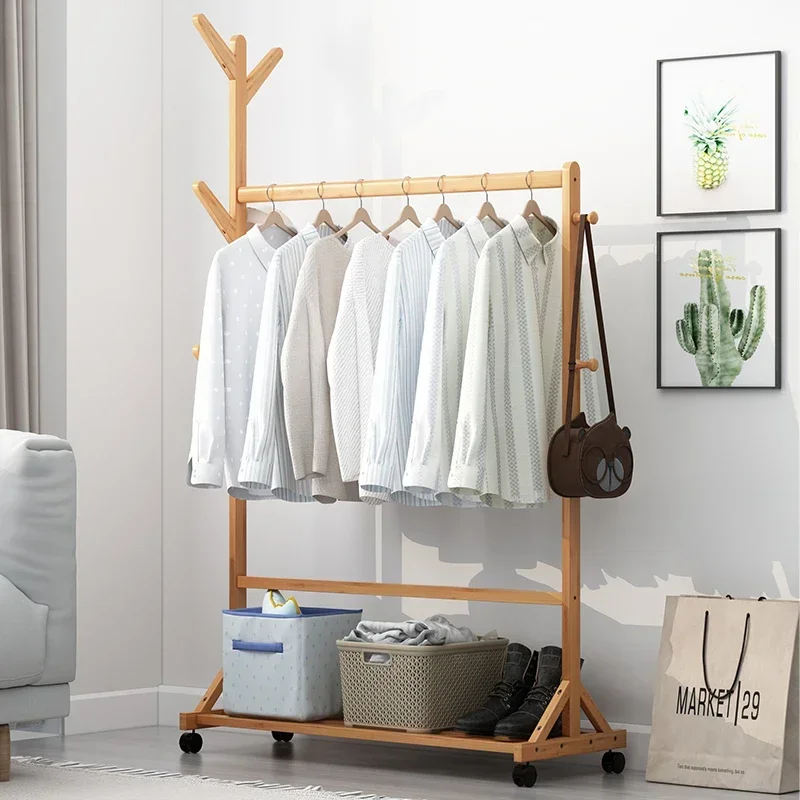 Portant à vêtements en bois pour séchage, vestes, boutiques, jardin, meuble gain de place pour salon