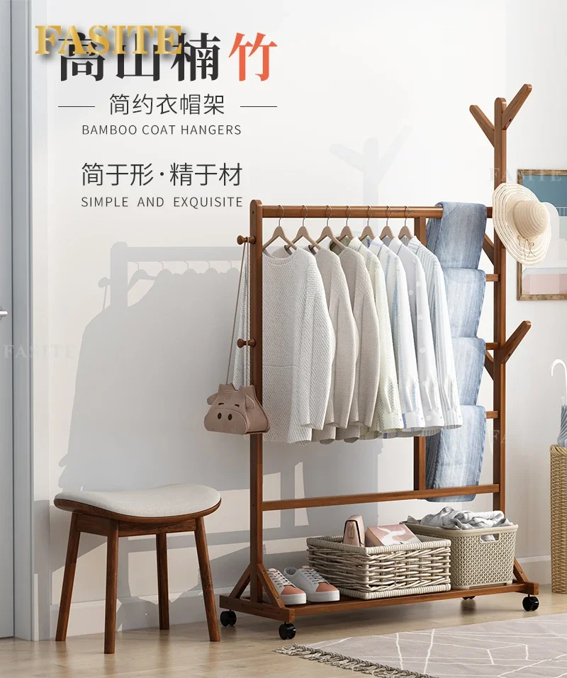 Portant à vêtements en bois pour séchage, vestes, boutiques, jardin, meuble gain de place pour salon