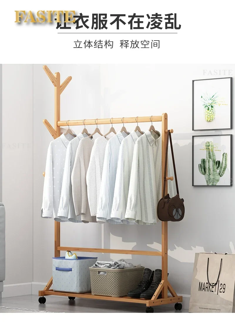 Portant à vêtements en bois pour séchage, vestes, boutiques, jardin, meuble gain de place pour salon