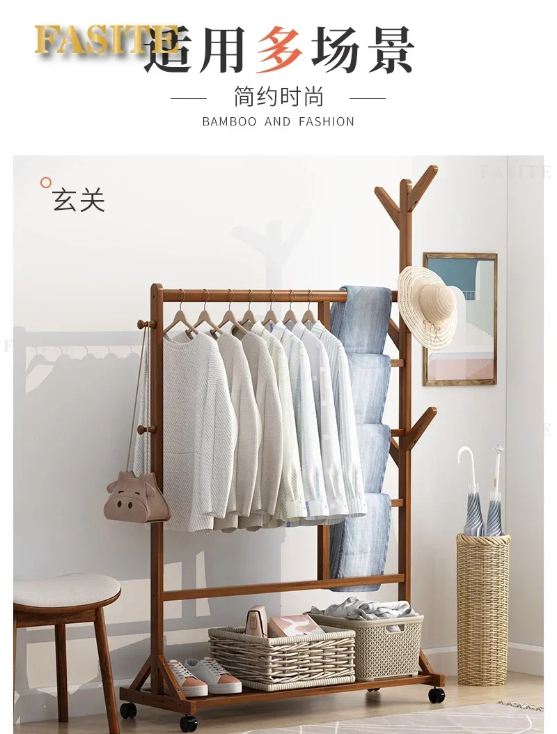 Portant à vêtements en bois pour séchage, vestes, boutiques, jardin, meuble gain de place pour salon