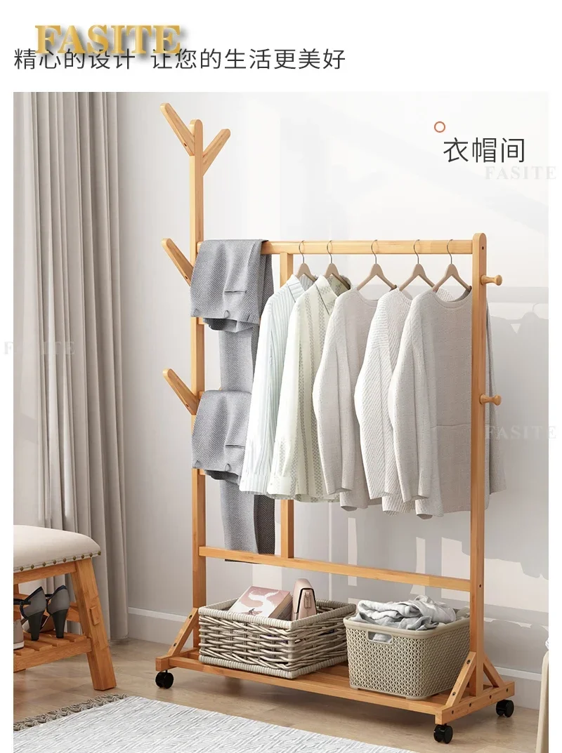 Portant à vêtements en bois pour séchage, vestes, boutiques, jardin, meuble gain de place pour salon