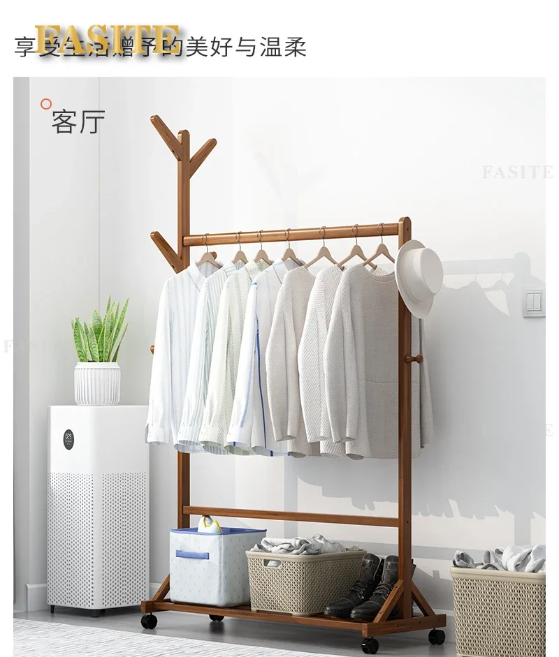 Portant à vêtements en bois pour séchage, vestes, boutiques, jardin, meuble gain de place pour salon