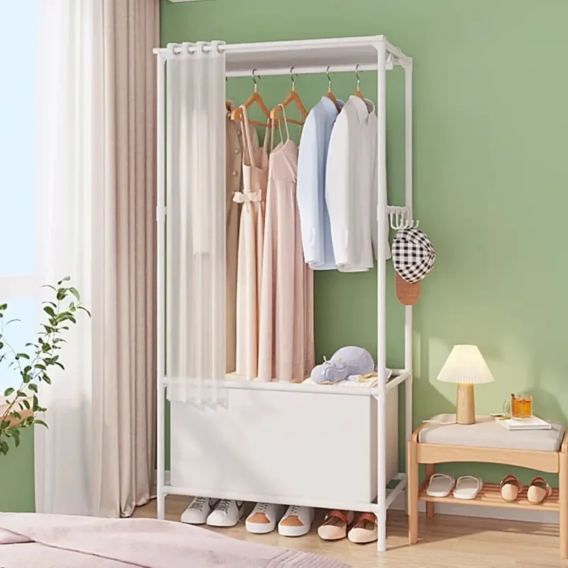 Armoire portable avec étagère à chaussures et housse, organiseur de rangement avec étagères et 4 poches latérales spacieuses pour chambre