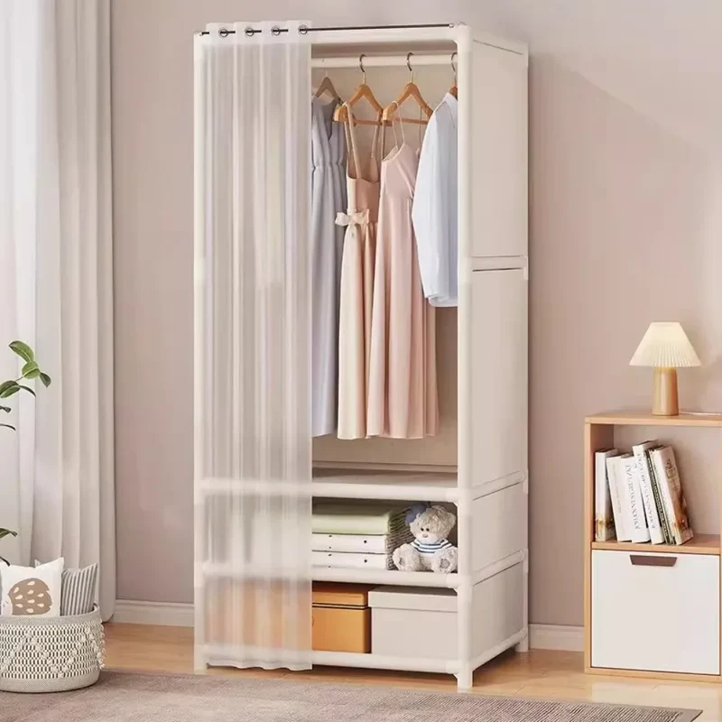 Armoire portable avec étagère à chaussures et housse, organiseur de rangement avec étagères et 4 poches latérales spacieuses pour chambre
