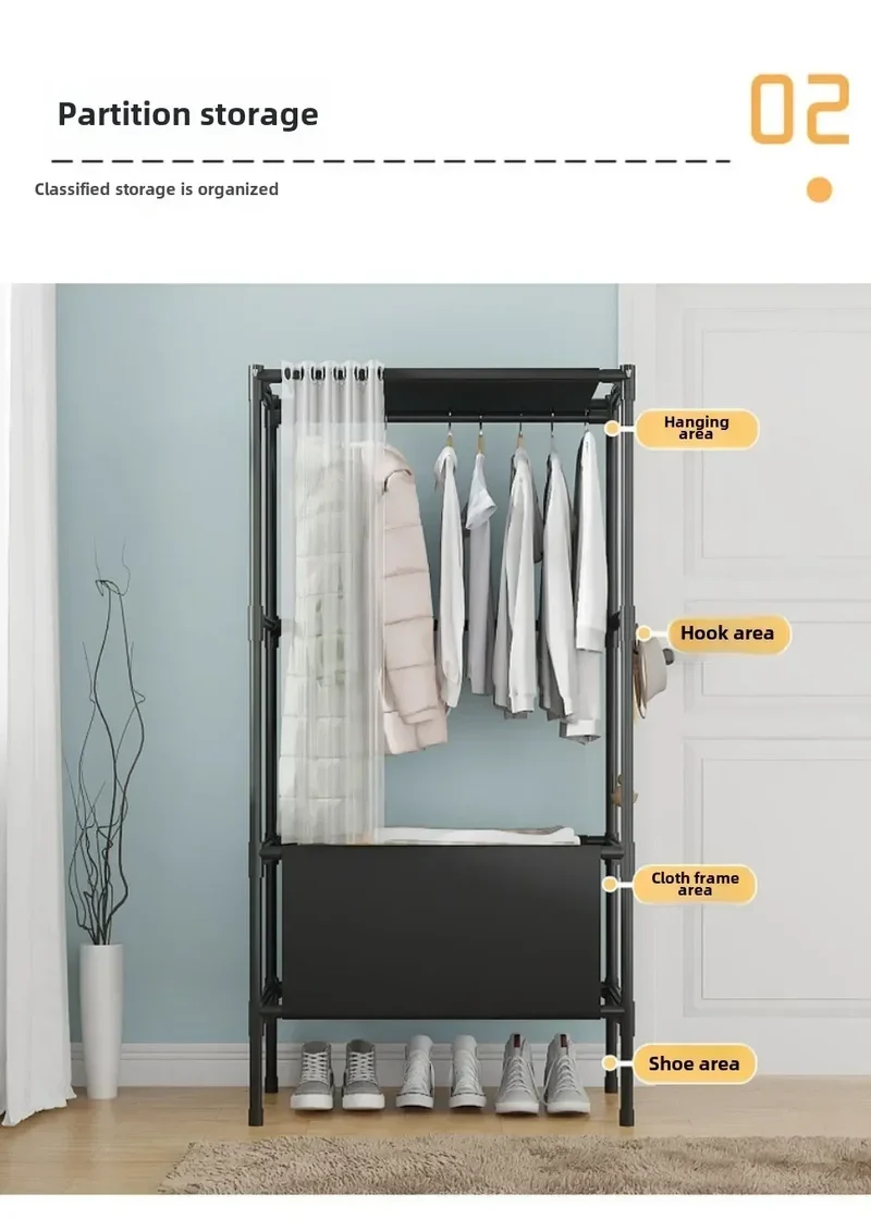 Armoire portable avec étagère à chaussures et housse, organiseur de rangement avec étagères et 4 poches latérales spacieuses pour chambre