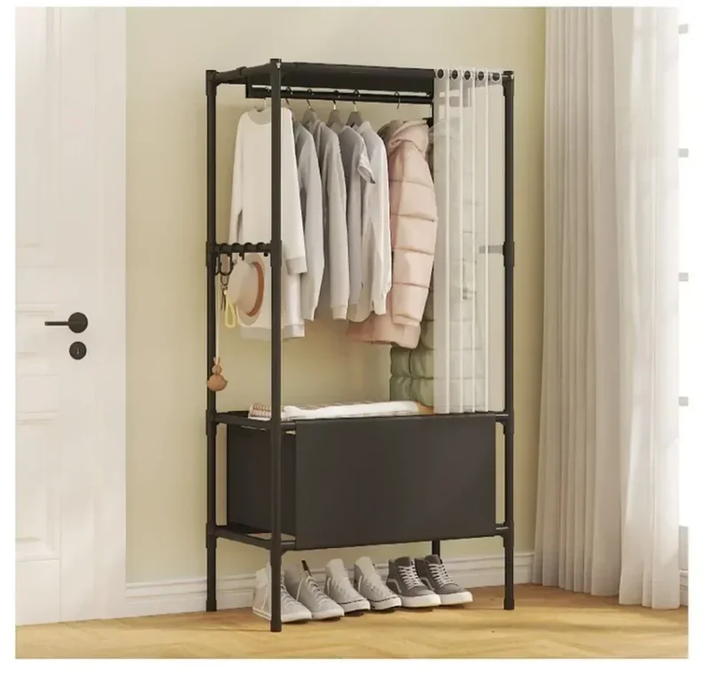 Armoire portable avec étagère à chaussures et housse, organiseur de rangement avec étagères et 4 poches latérales spacieuses pour chambre