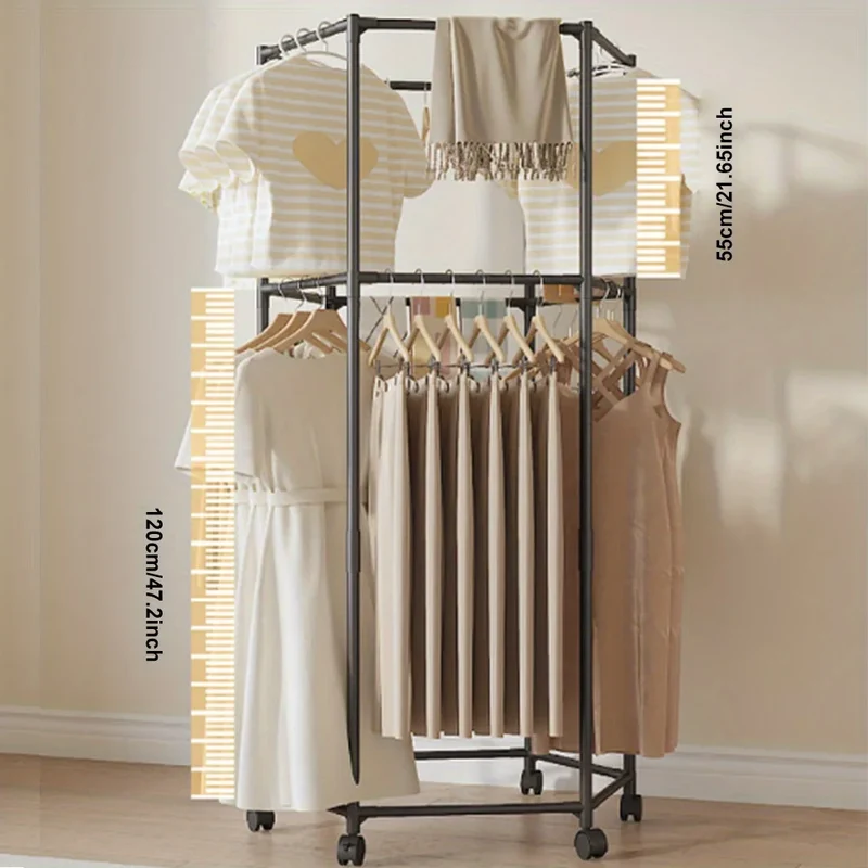 Portant à vêtements en métal réglable – Séchage vertical – Structure robuste et multifonction