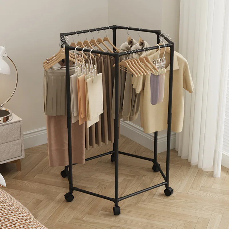 Portant rotatif hexagonal sur roulettes – Métal robuste – Gain de place
