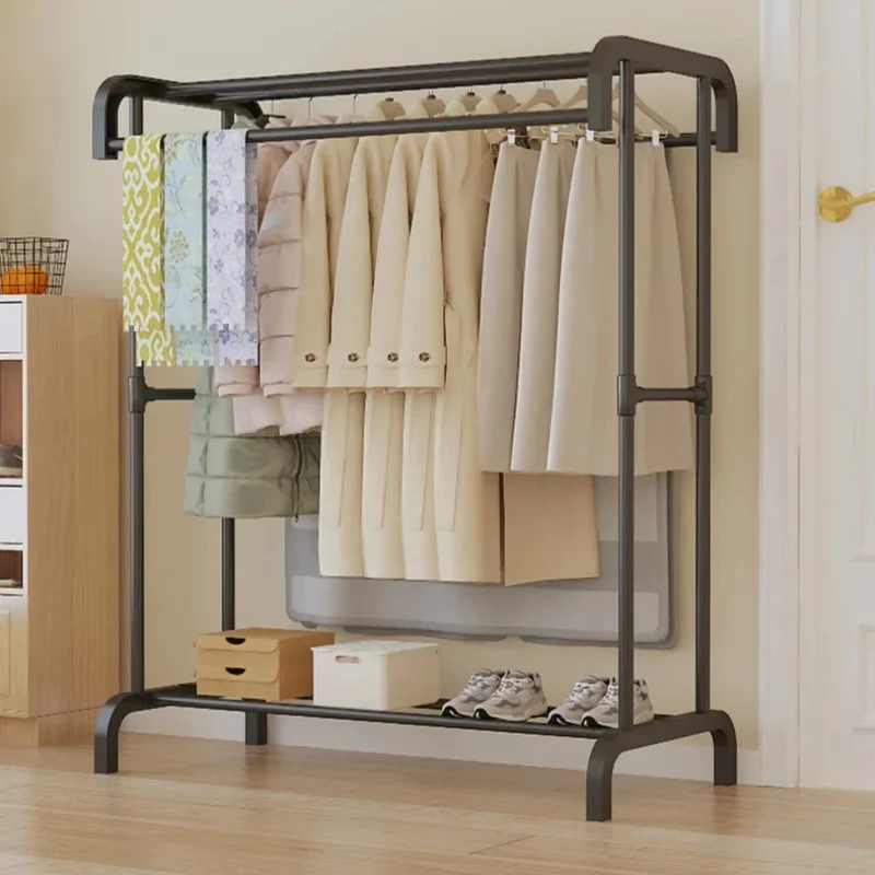 Portant à vêtements multifonction à plusieurs niveaux – Avec roulettes et étagères