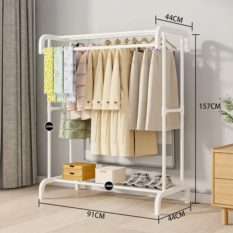 Portant à vêtements multifonction à plusieurs niveaux – Avec roulettes et étagères