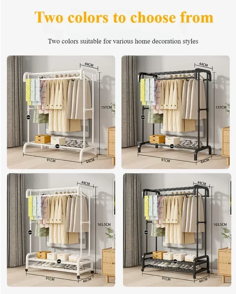 Portant à vêtements multifonction à plusieurs niveaux – Avec roulettes et étagères