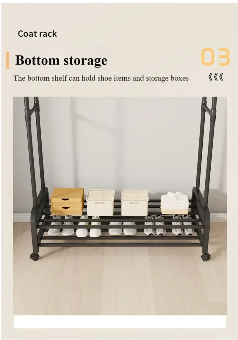 Portant à vêtements multifonction à plusieurs niveaux – Avec roulettes et étagères
