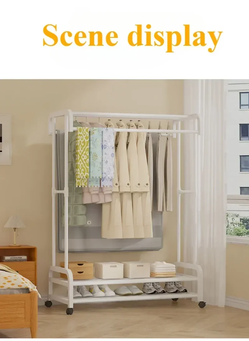 Portant à vêtements multifonction à plusieurs niveaux – Avec roulettes et étagères