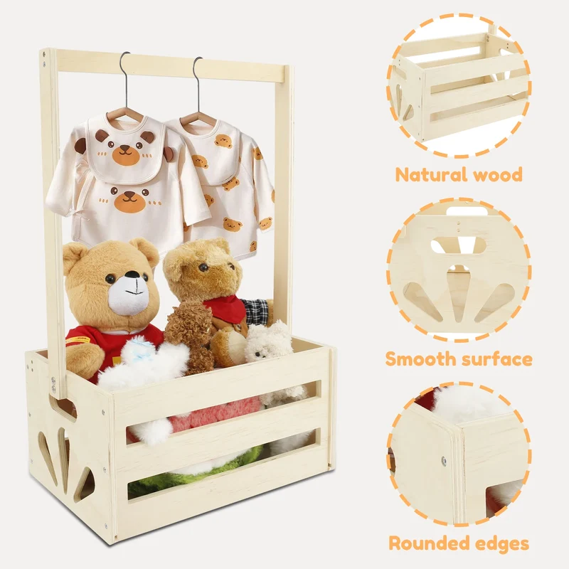 Caisse de rangement en bois – Jouets, vêtements et accessoires enfants