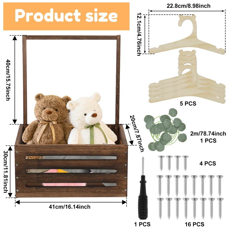 Caisse de rangement en bois – Jouets, vêtements et accessoires enfants
