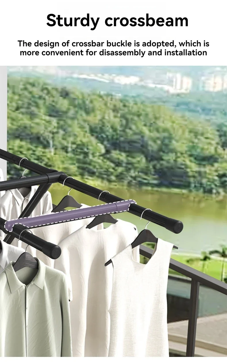 Portant à vêtements pliable – Du sol au plafond – Utilisation intérieure et balcon